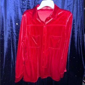 Red velvet long sleeved shirt
